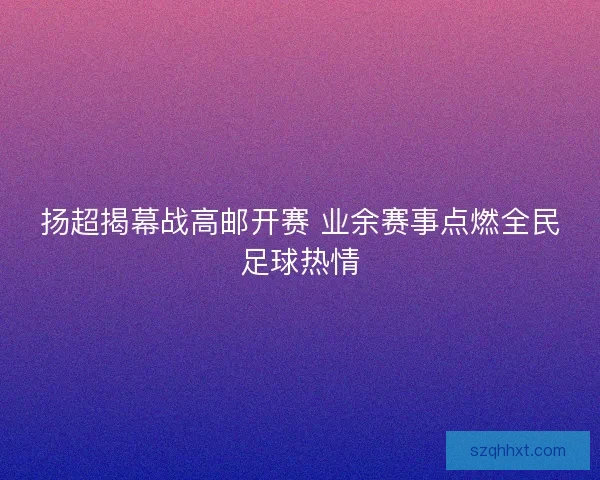 扬超揭幕战高邮开赛 业余赛事点燃全民足球热情